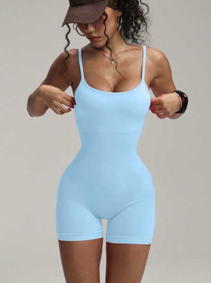 Enterizo corto sin costuras y sexy con espalda descubierta