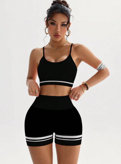 Conjunto de sujetador deportivo sin costuras y shorts