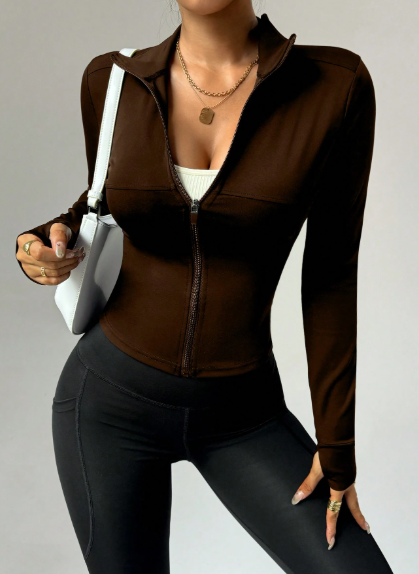 Chaqueta de manga larga, con cierre, ajustada