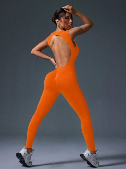 Enterizo largo ajustado sin mangas y sin espalda