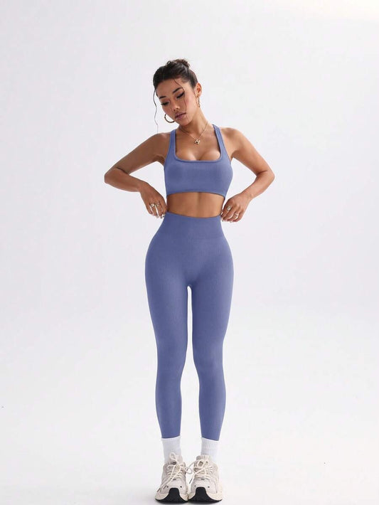 Conjunto de top de tirantes con lazo en la espalda y leggings