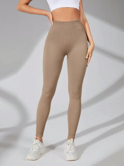 Leggings deportivos sin costuras caqui