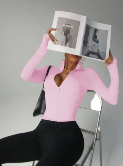 Chaqueta de manga larga minimalista, elegante, ajustada