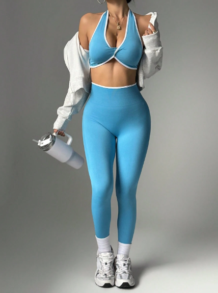 Conjunto de top halter corto