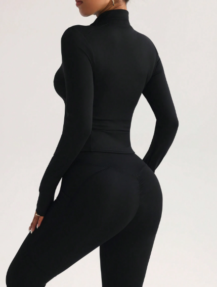 Chaqueta de manga larga, ajustada, con cremallera