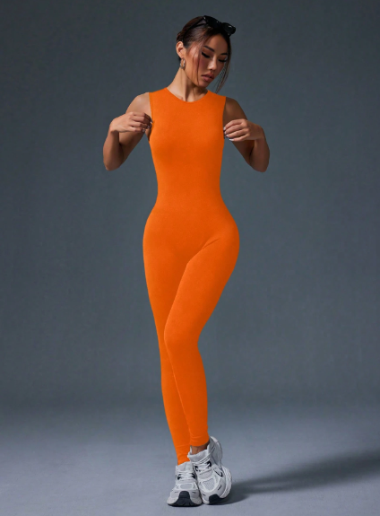 Enterizo largo ajustado sin mangas y sin espalda