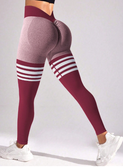 Leggings de cintura alta con rayas deportivas en lino