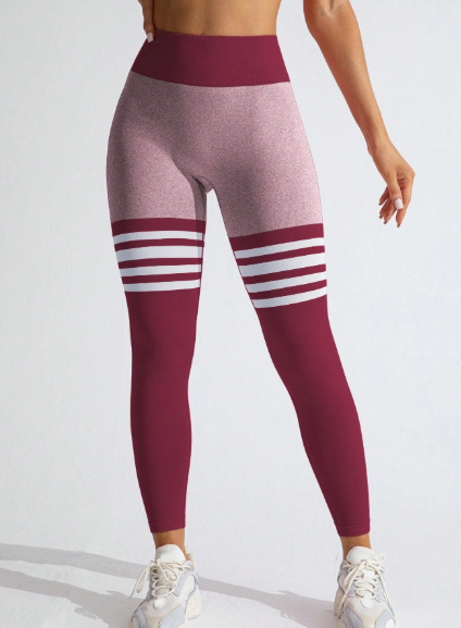 Leggings de cintura alta con rayas deportivas en lino