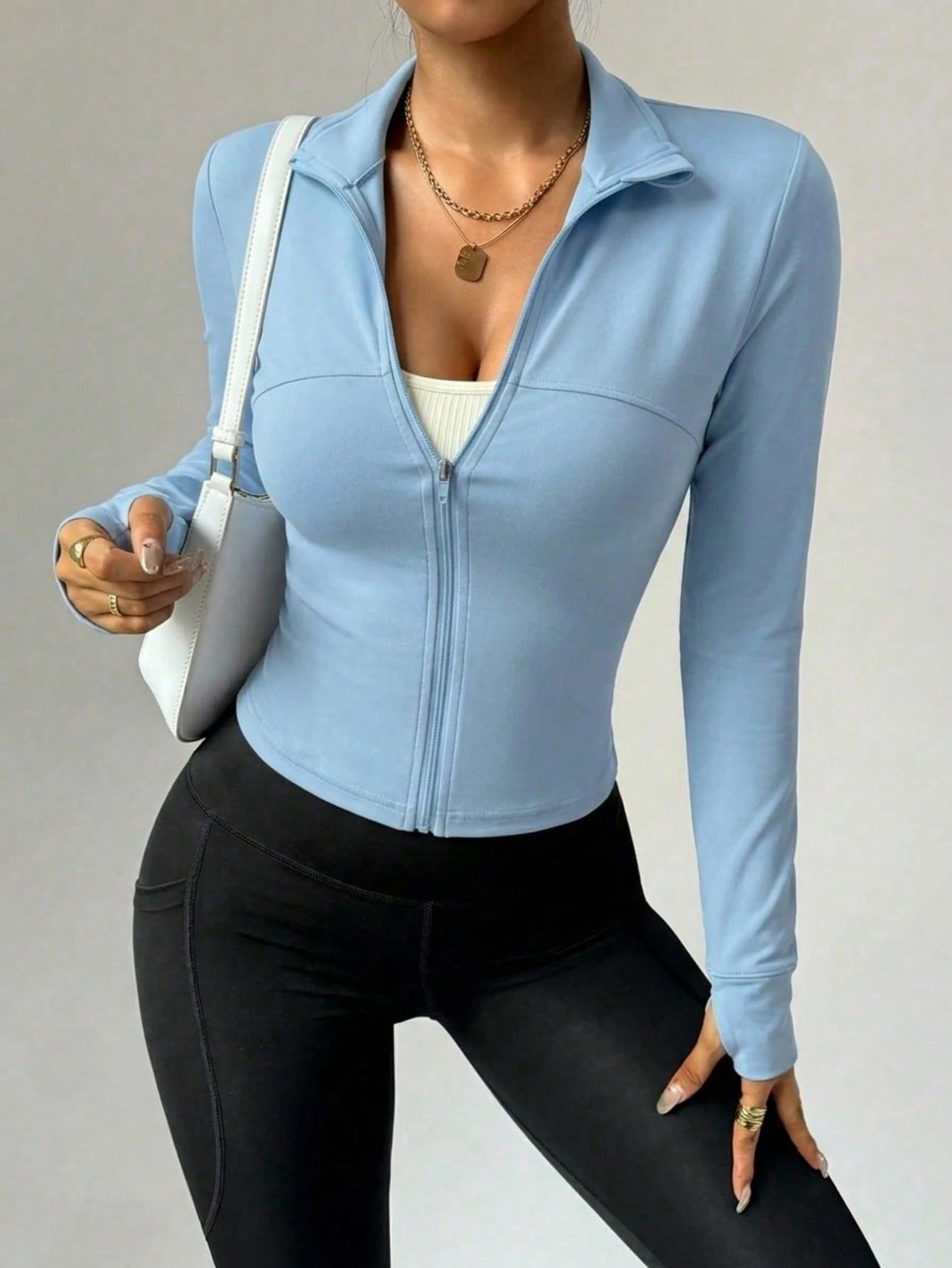 Chaqueta de Manga Larga Azul Claro