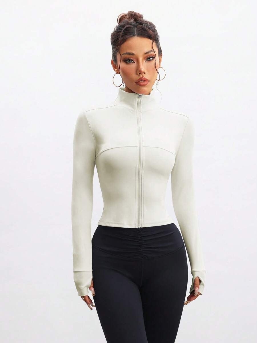 Chaqueta de manga larga y cremallera (Albaricoque)