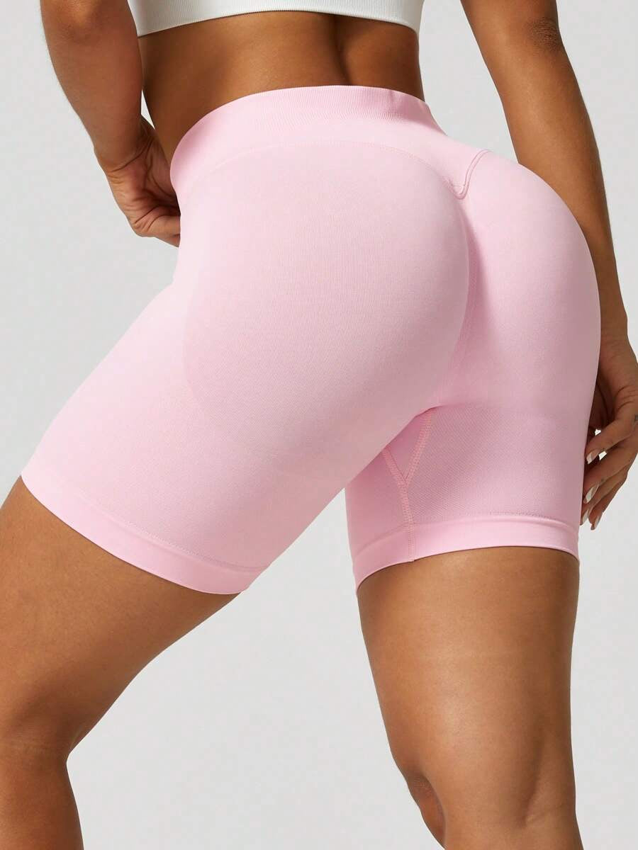 Pantalones cortos de cintura alta rosa