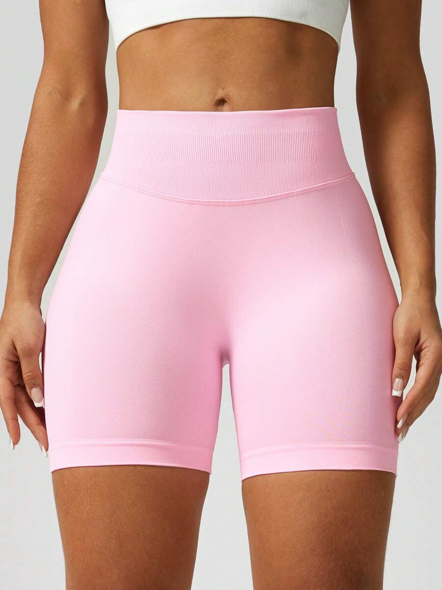 Pantalones cortos de cintura alta rosa