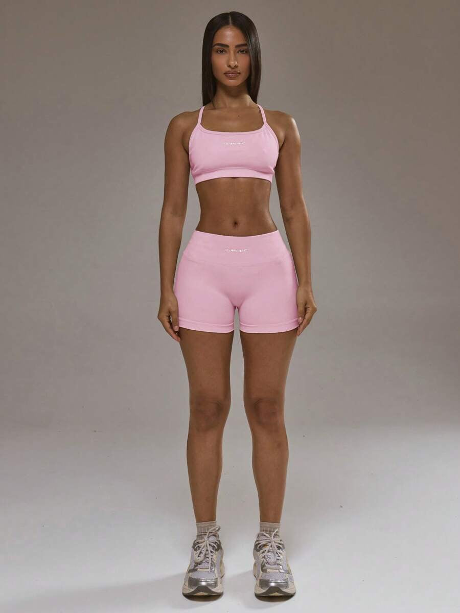 Conjunto de sujetador deportivo con espalda cruzada y shorts