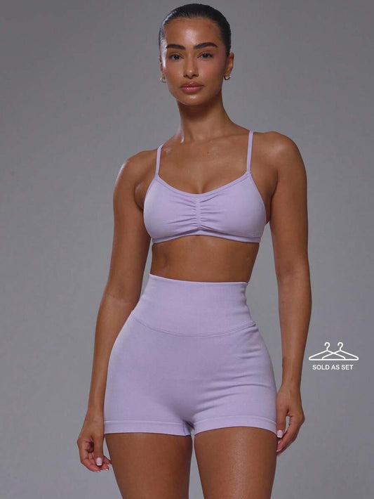 Conjunto de sujetador deportivo sin costuras con short