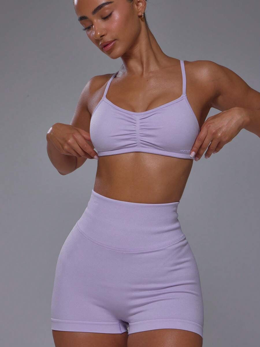Conjunto de sujetador deportivo sin costuras con short