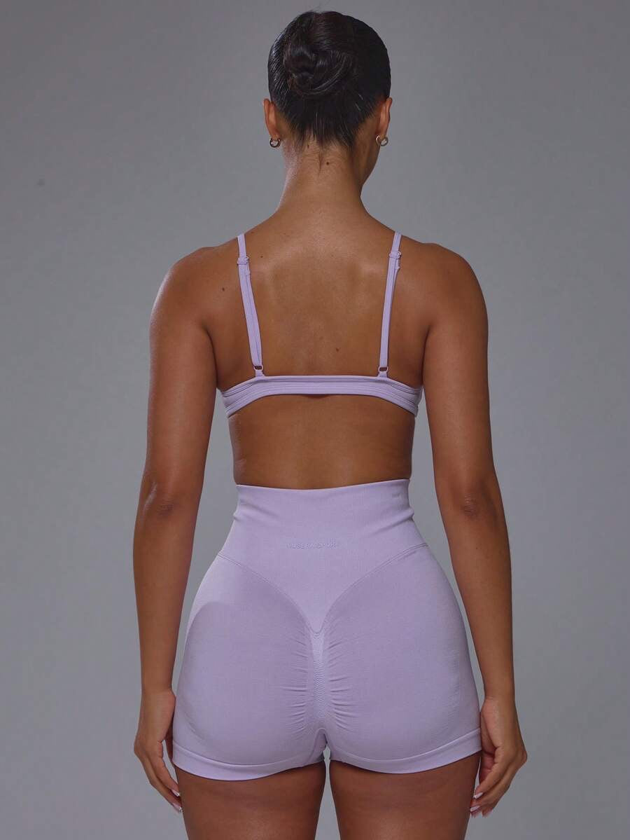 Conjunto de sujetador deportivo sin costuras con short