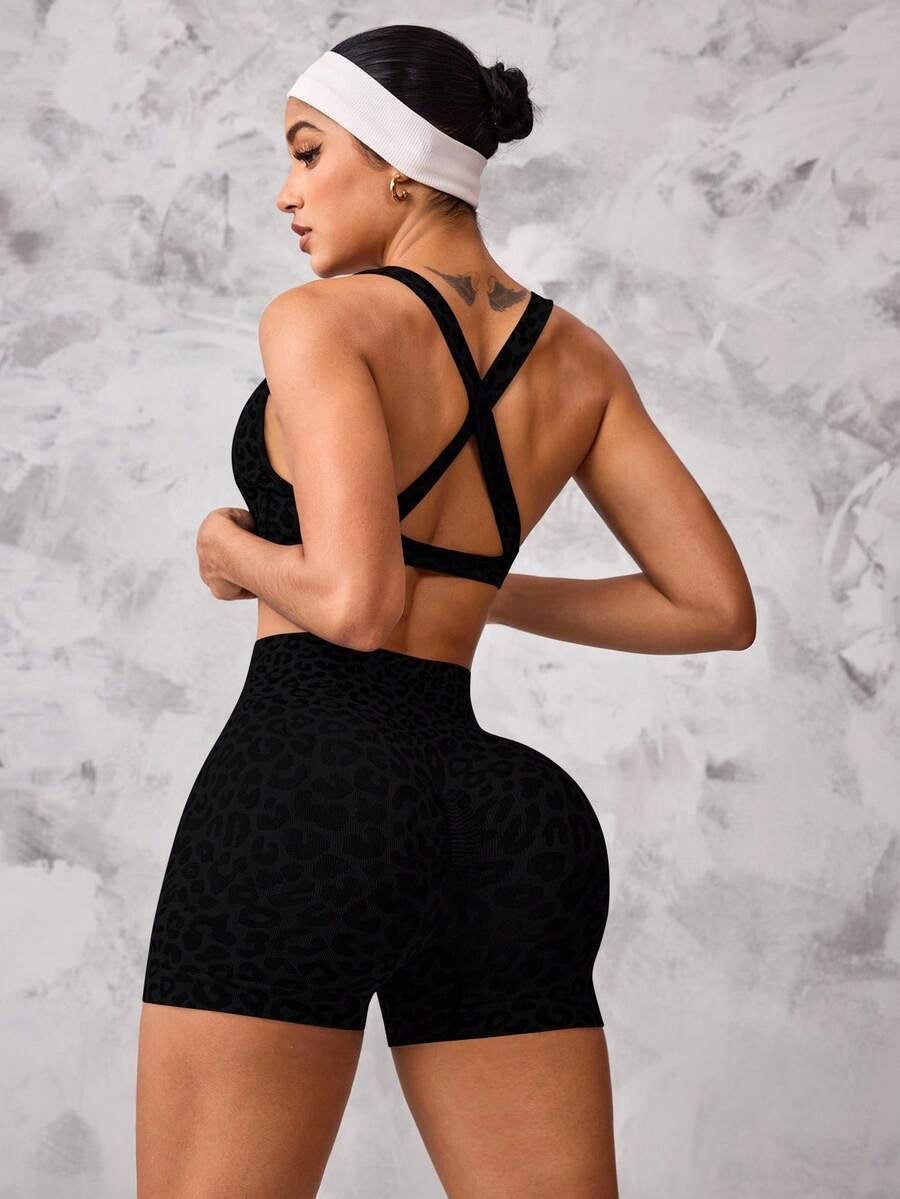 Set deportivo de 2 piezas de sujetador y shorts