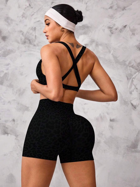 Set deportivo de 2 piezas de sujetador y shorts