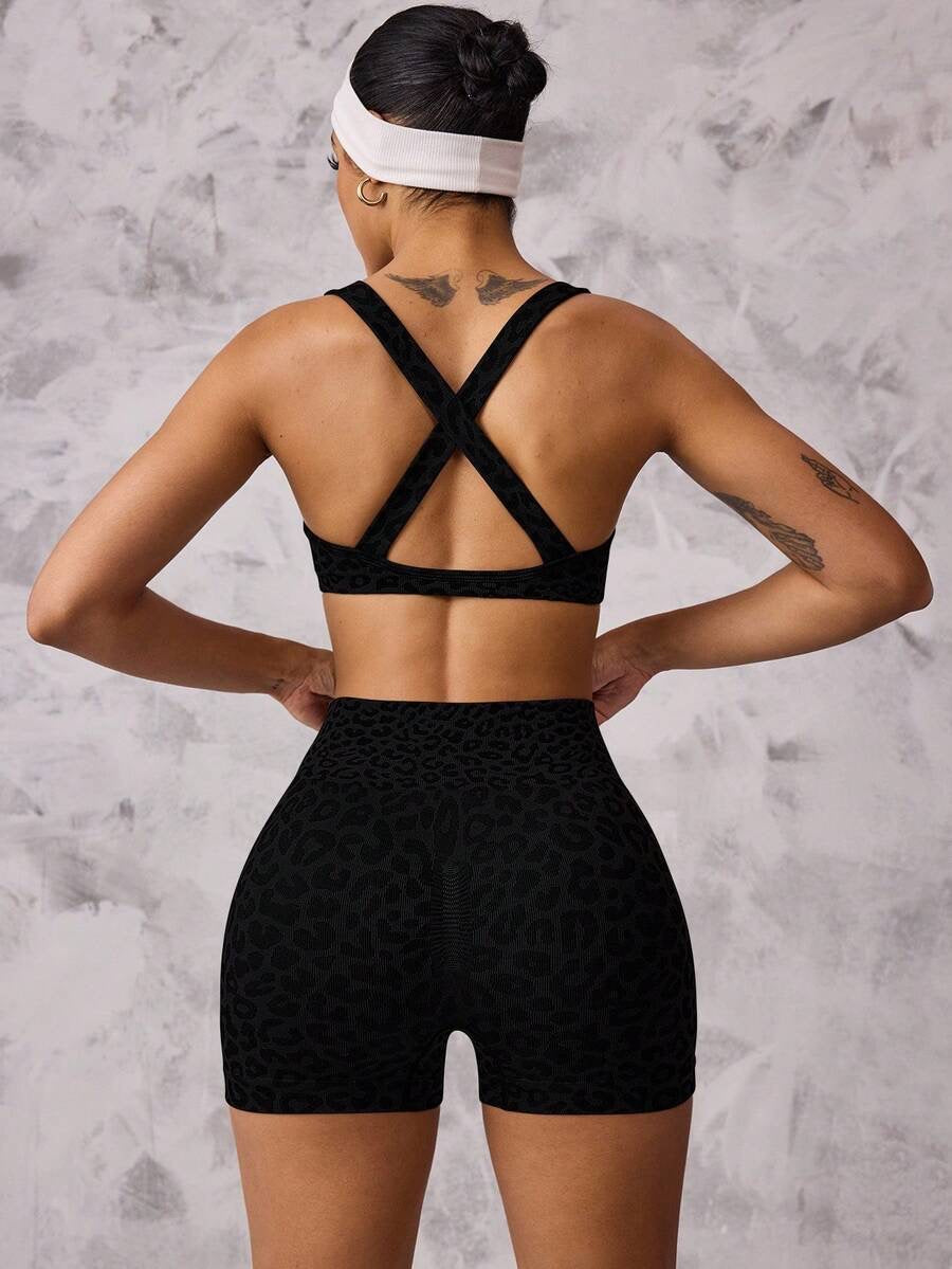 Set deportivo de 2 piezas de sujetador y shorts